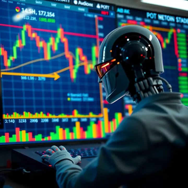 Visual comparison showing advantages of automated trading bots versus manual trading on digital stock market interface