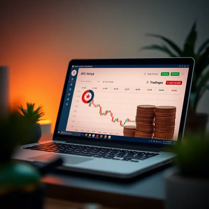 Laptop displaying affiliate marketing dashboard and Kenyan currency symbols