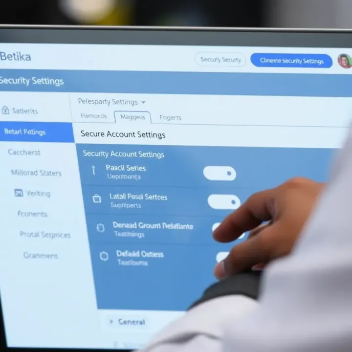 Secure account settings dashboard with security options on Betika platform