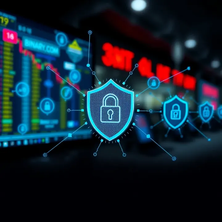 Illustration of digital protection icons symbolizing account security for online trading