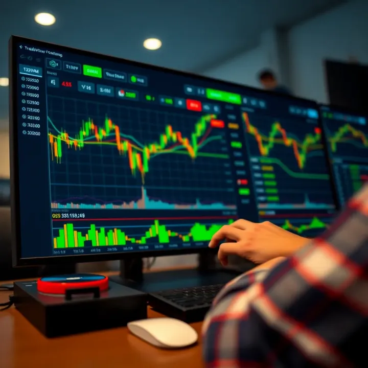 Dashboard showing binary options trading signals and market analysis using TradingView tools