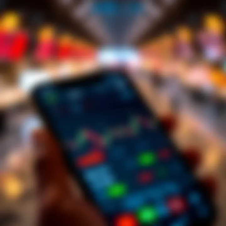 Smartphone displaying a popular trading app interface with charts and market data