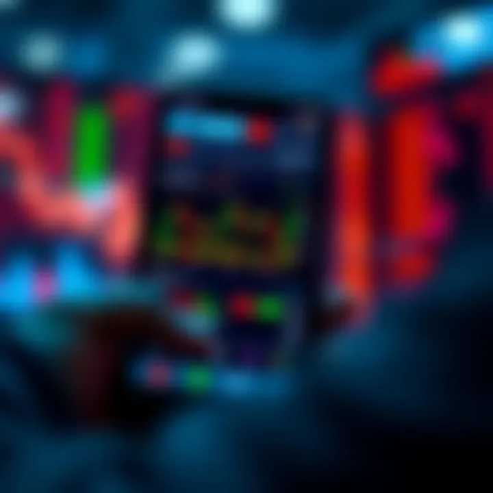 Mobile device displaying binary trading platform with charts and trading options