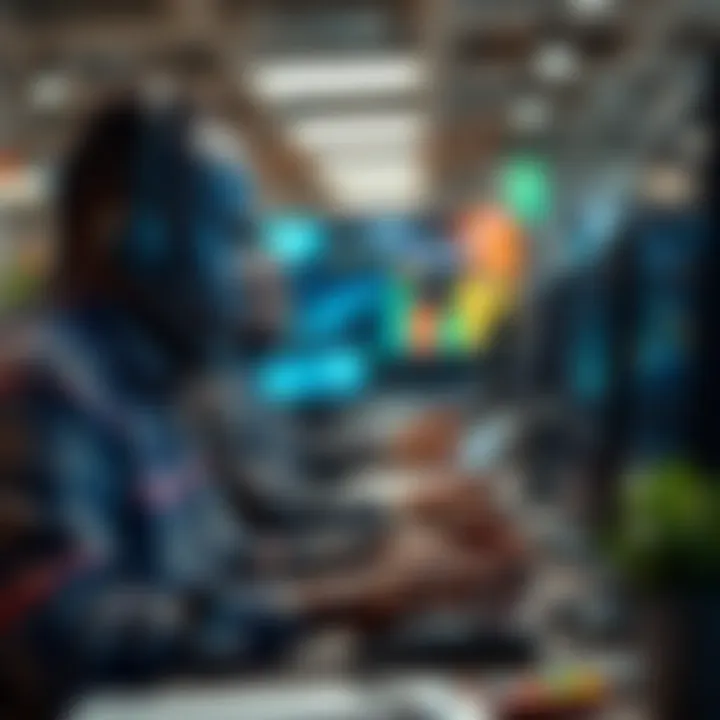 Customer support team assisting traders via live chat on digital devices