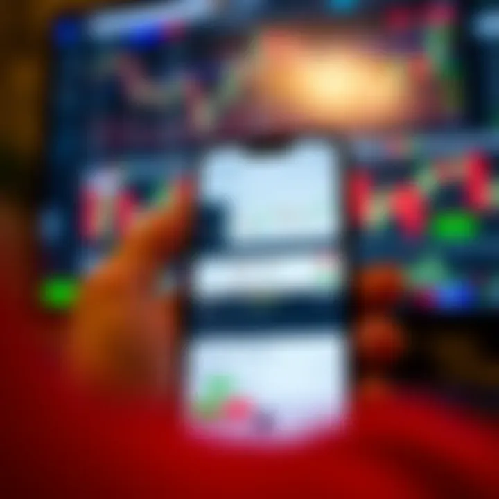 Android smartphone displaying the Deriv app interface showing trading charts and options