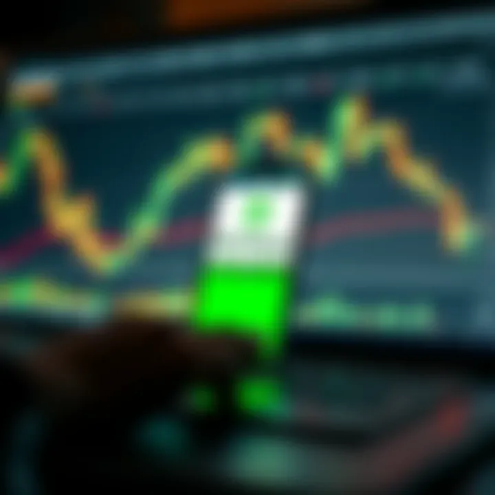 Integration of M-Pesa Payment with Online Trading Mobile phone displaying M-Pesa app alongside trading graphs representing digital payment integration