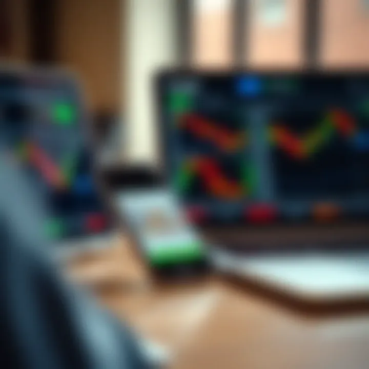 Using M-Pesa and Digital Tools to Enhance Trading Experience in Kenya Mobile phone displaying M-Pesa app alongside a laptop showing online trading data