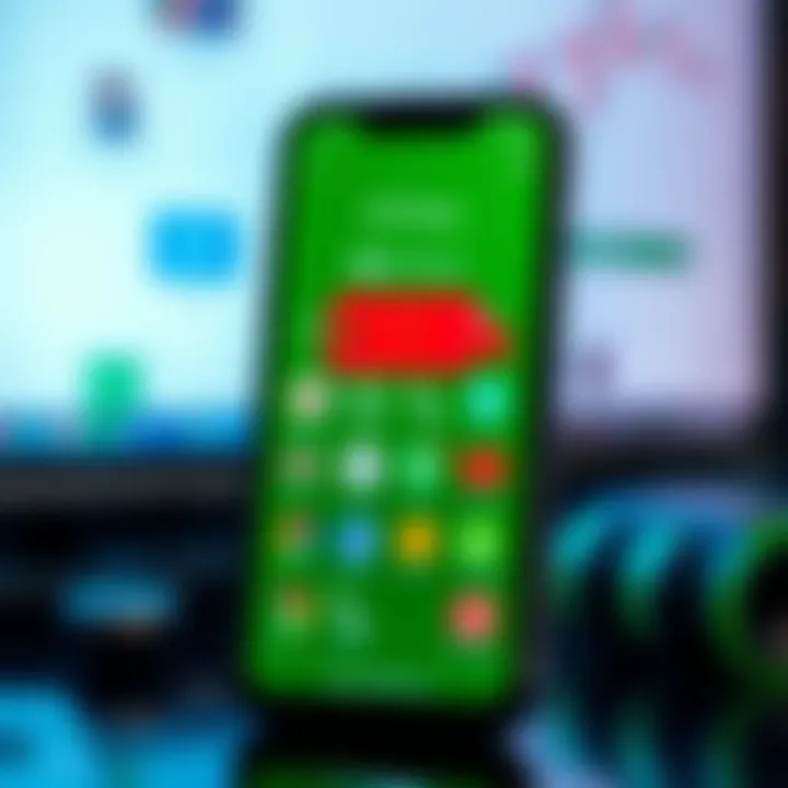 Mobile phone showing M-Pesa payment interface alongside popular online shopping icons