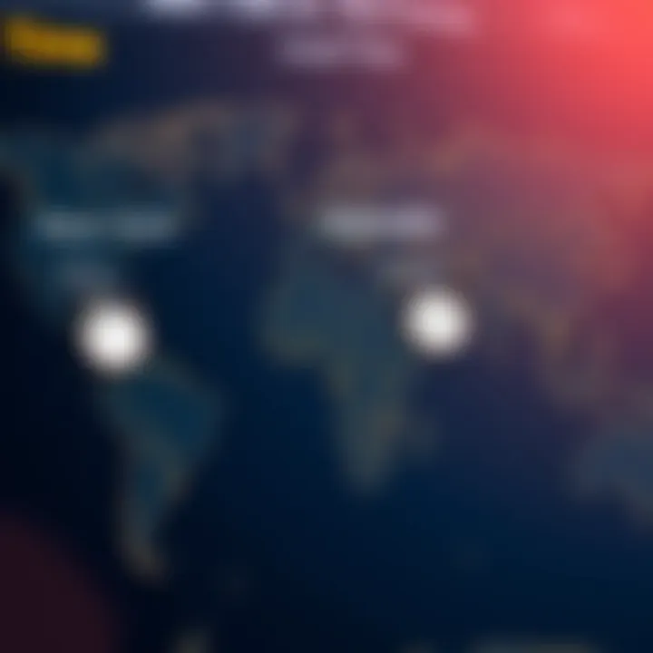 World map highlighting New York and Nairobi with clock icons indicating forex session overlap