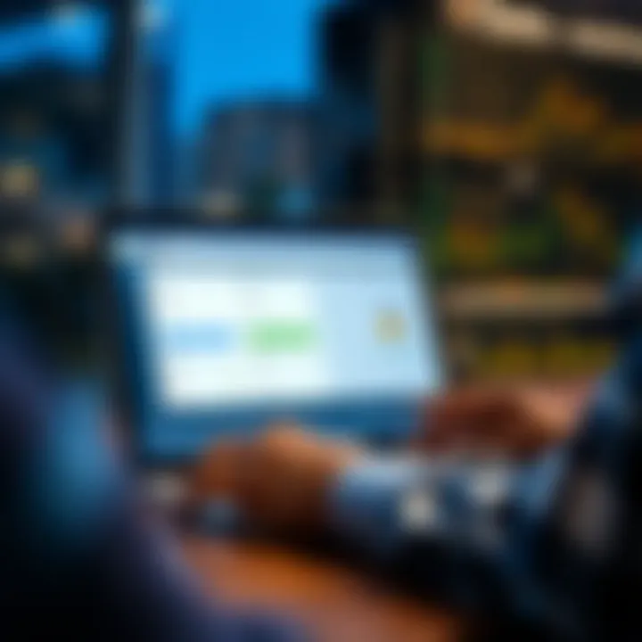 User logging into Quotex trading platform on a laptop showing secure connection
