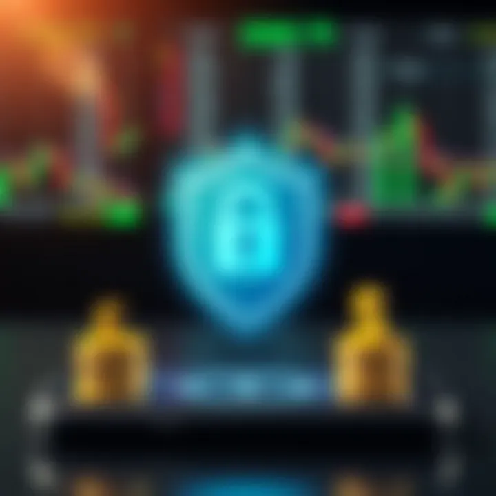 Illustration showing security shield and currency symbols representing secure trading on mobile platforms in Kenya