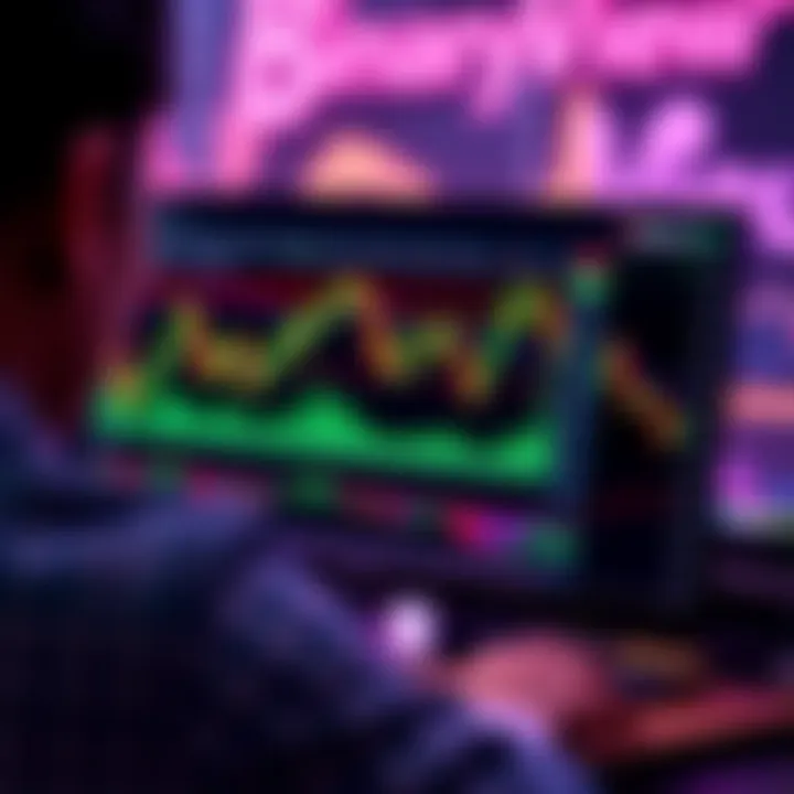 TradingView chart displaying multiple technical indicators alongside Binary.com trading interface