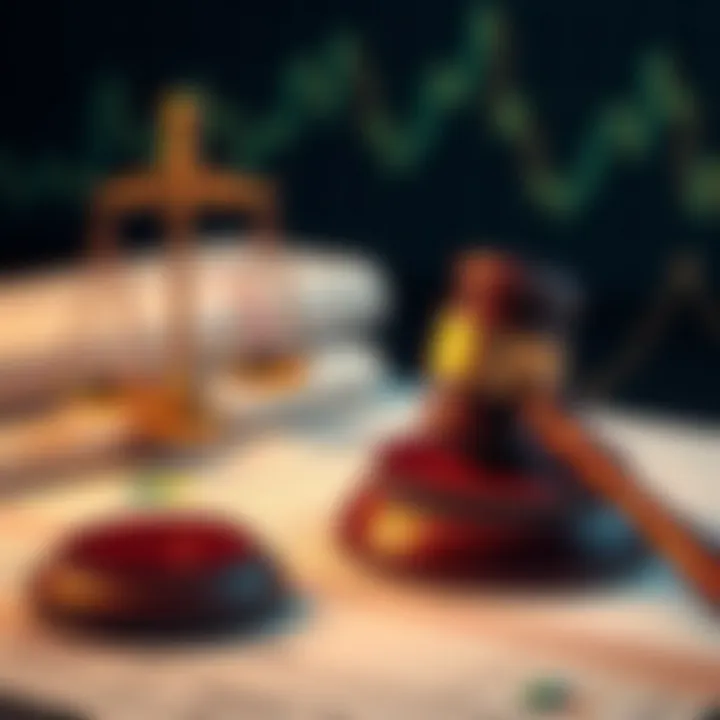 Visual representation of legal documents and a gavel symbolizing regulatory environment for trading in Kenya