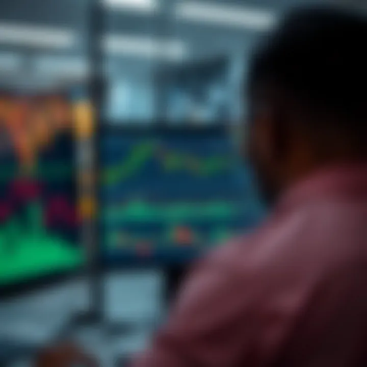 Automated trading software analyzing market trends on a digital interface