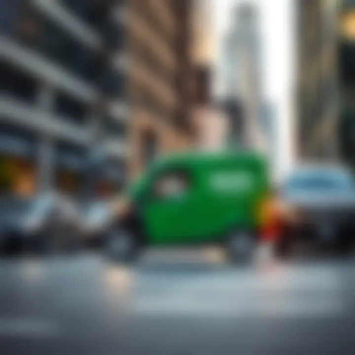 Delivery vehicle navigating urban streets to showcase efficient service coverage