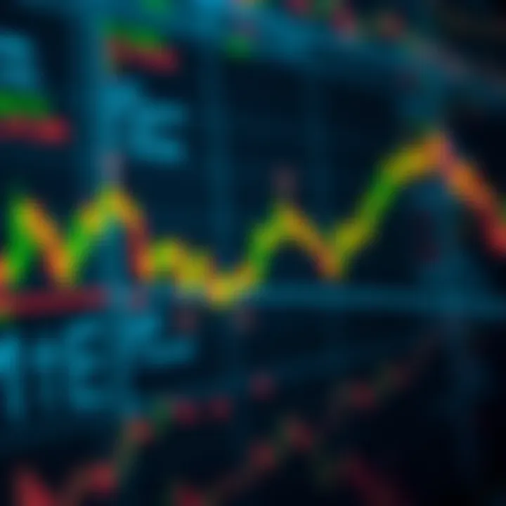 Abstract representation of API integration with digital trading symbols and code snippets