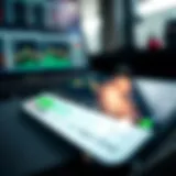 Mobile device displaying the Deriv trading application interface with charts and financial data