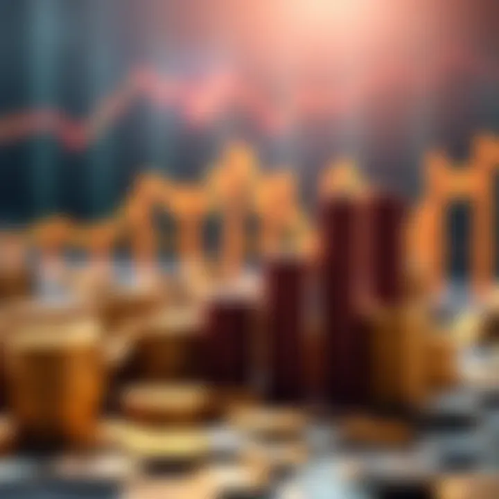 Illustration of financial growth with upward charts and currency symbols representing trading success