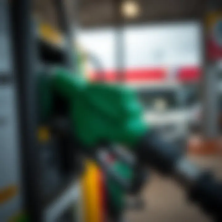 Diesel fuel pump nozzle at a service station in Kenya