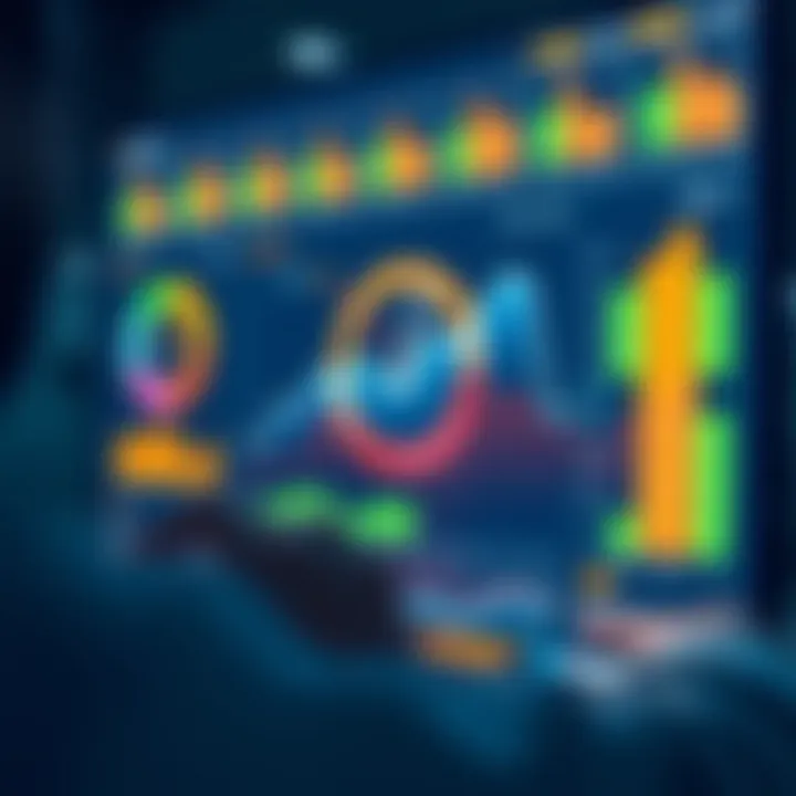 Illustration of digital dashboard with analytics metrics used for decision making in various sectors