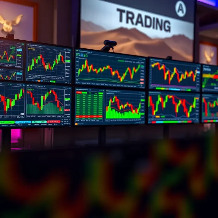 Overview of Trading Platform Interfaces for Kenyan Investors Illustration of various trading platform interfaces displayed on computer screens showing market charts and trading options