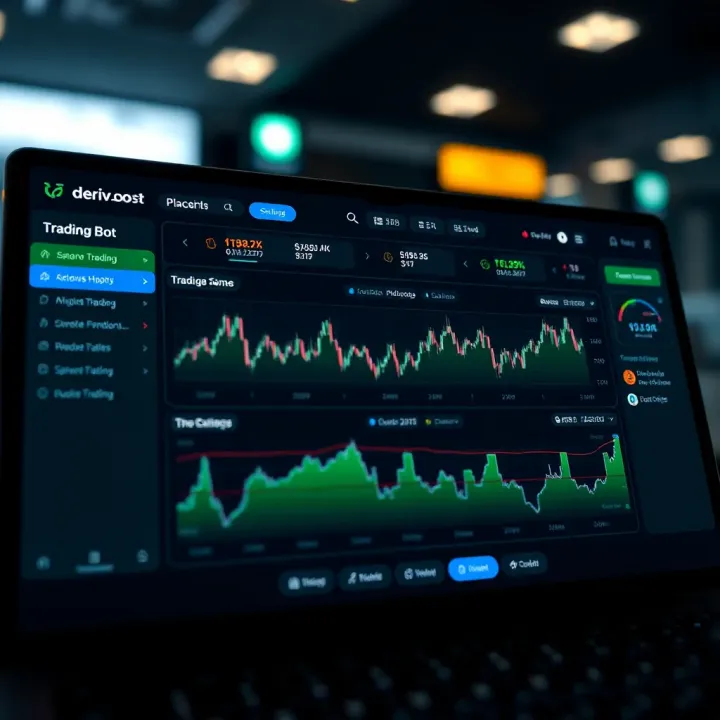 Dashboard interface showcasing automated trading bot settings and performance metrics on app.deriv.com/bot