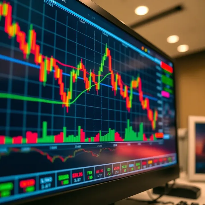 Chart displaying foreign exchange currency pairs and trading indicators on a digital platform