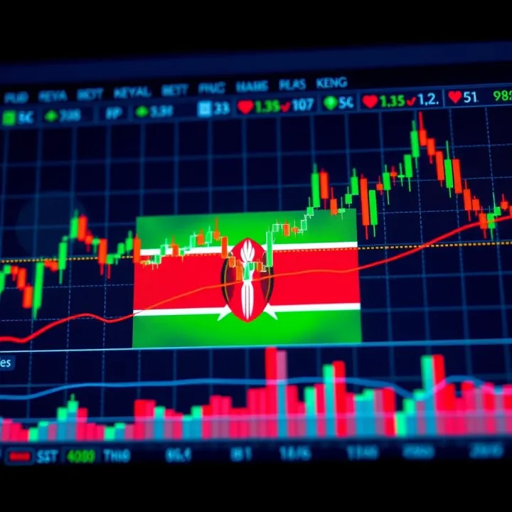 Graph showing cryptocurrency market trends with Kenyan flag overlay