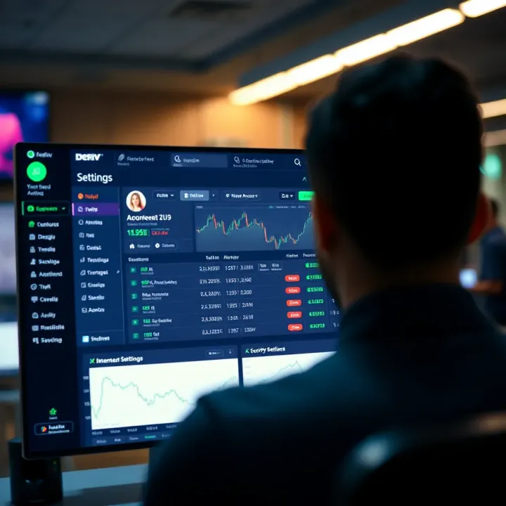Dashboard overview showing account management and security settings on Deriv platform