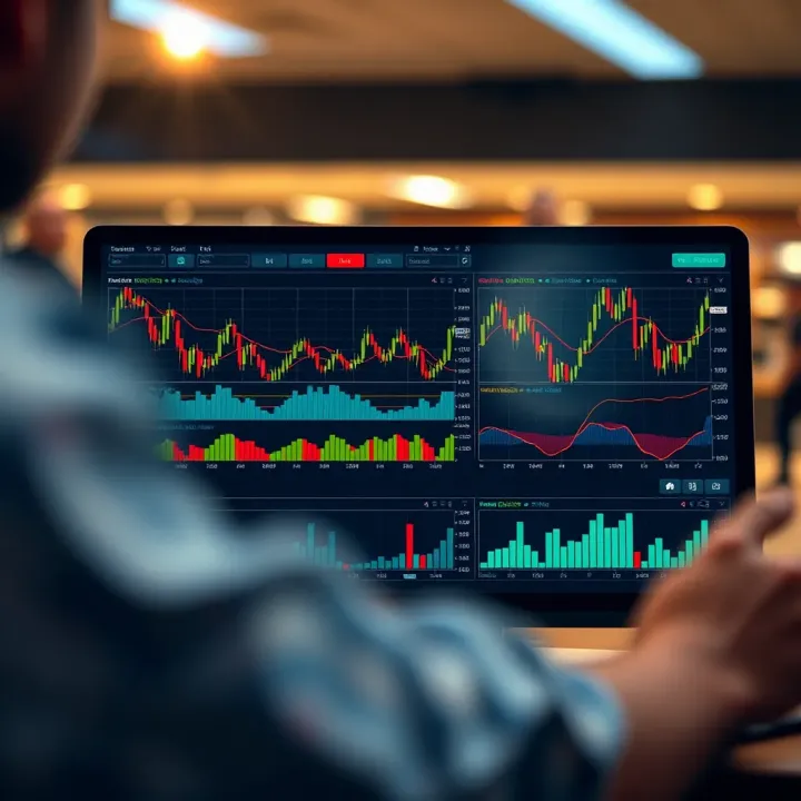 User interface of Deriv analysis tool showing various charts and technical indicators