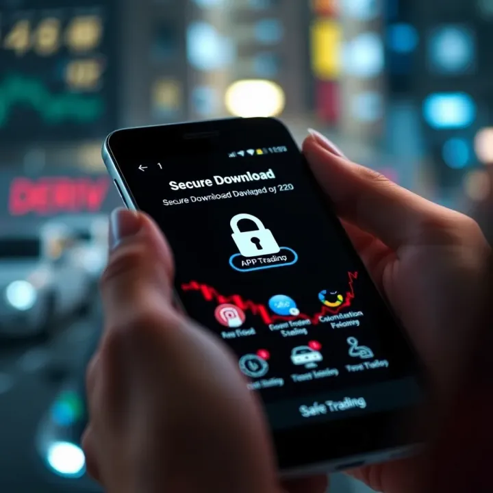 Ensuring Secure Download and Usage of Deriv APK Secure mobile phone screen showing app security features and safe downloading icons