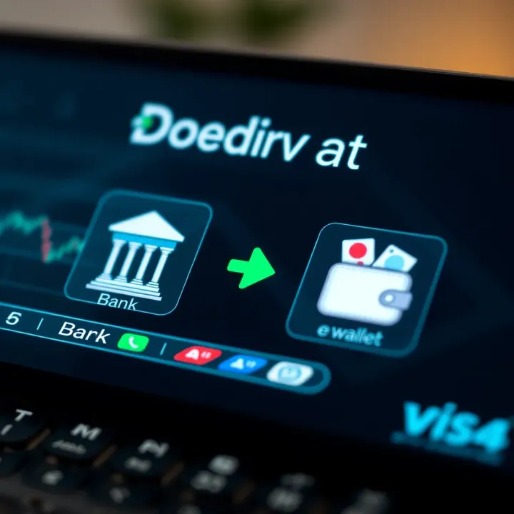 Secure Payment Methods Supported by Deriv Cashier Secure payment methods available on Deriv platform with icons for bank transfer and e-wallets