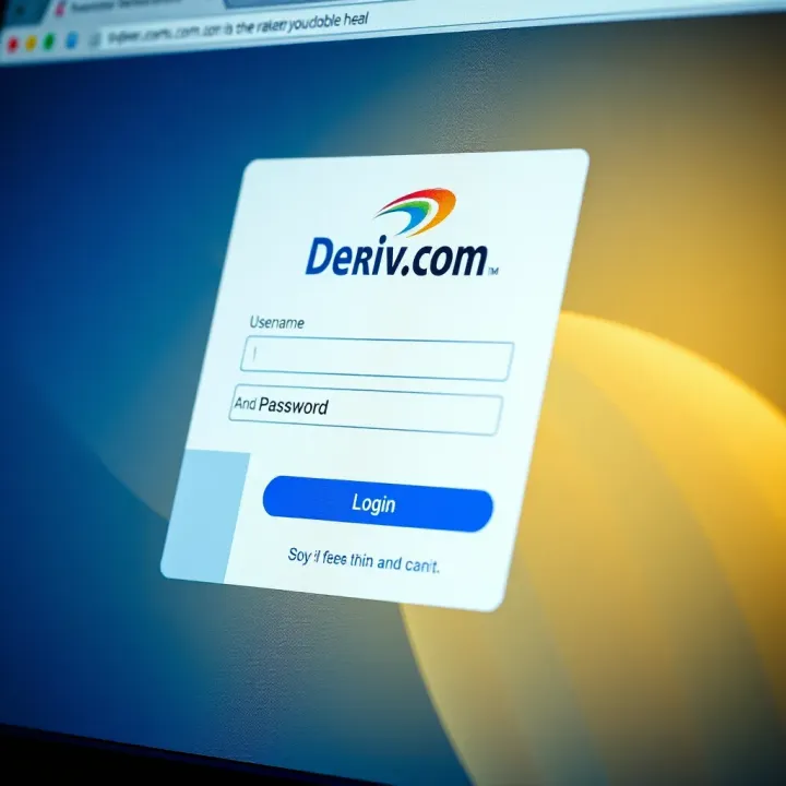 Screenshot of Deriv.com login page displaying username and password fields