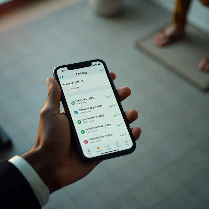 Funding Methods for Deriv Accounts in Kenya Mobile phone showing funding options available for Deriv trading account in Kenya
