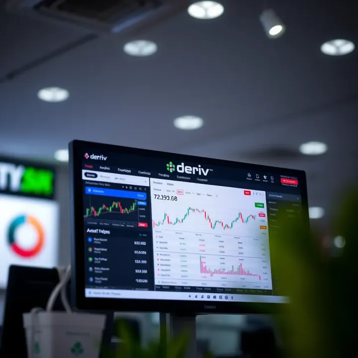User interface of Deriv Limited trading platform showcasing market charts and asset options