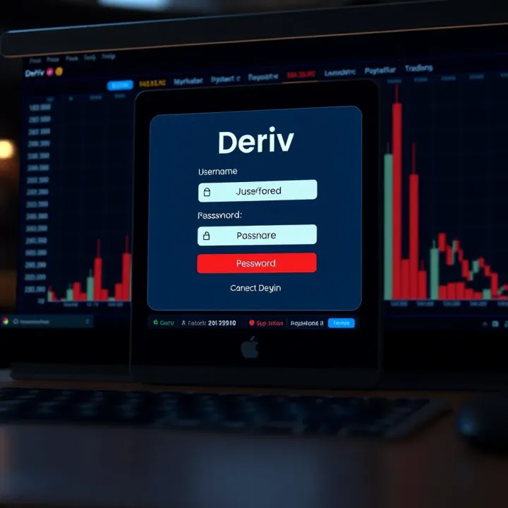 Secure login screen of Deriv platform showing username and password fields