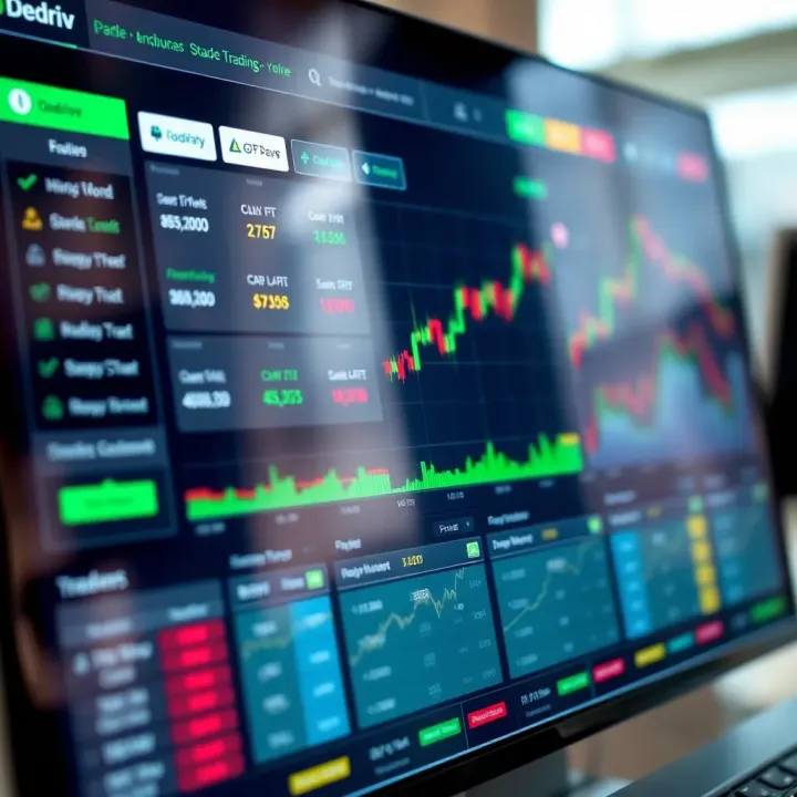 User dashboard displaying various trading options and account features on a digital platform