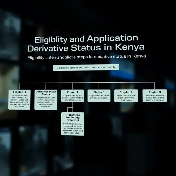 Flowchart depicting eligibility criteria and application steps for obtaining derivative status in Kenya