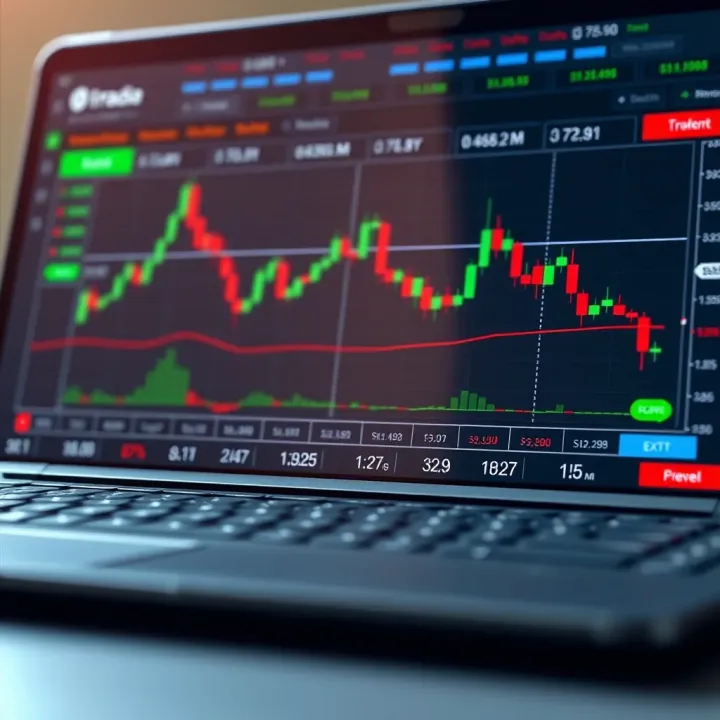 Digital Trading Platform Interface for Kenyan Market Illustration of a digital trading platform interface with stock charts and transaction options