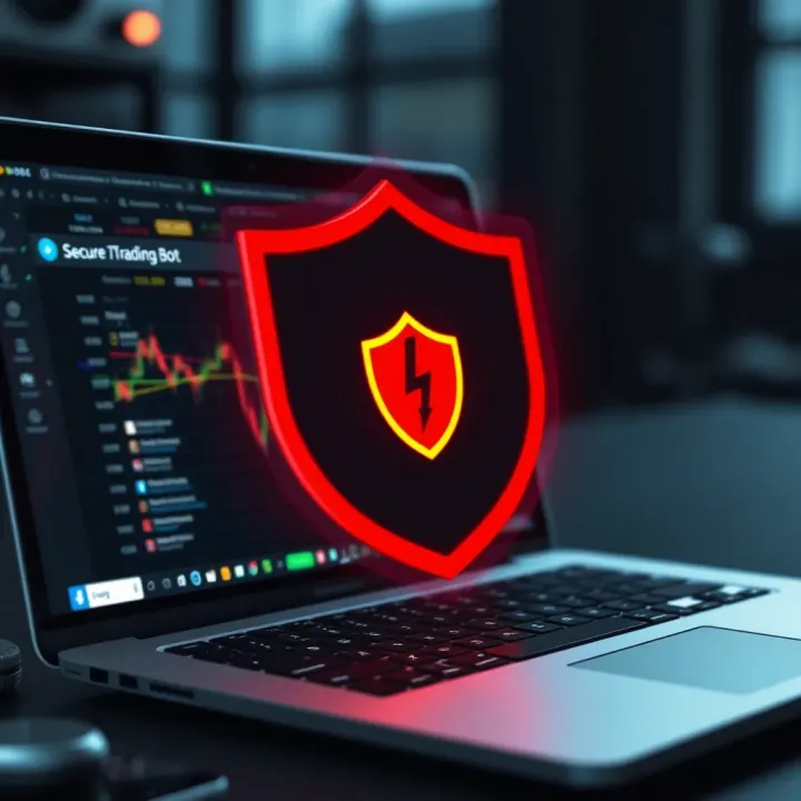 Secure Download Practices for Automated Trading Software Secure download of automated trading software on laptop with shield icon