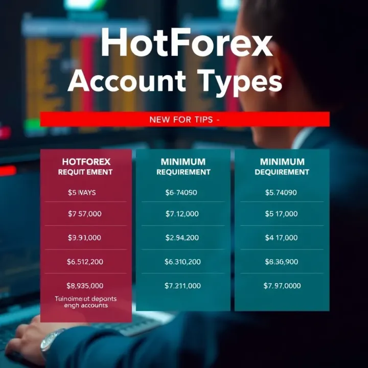 Illustration showing different HotForex account options and their respective minimum deposit requirements