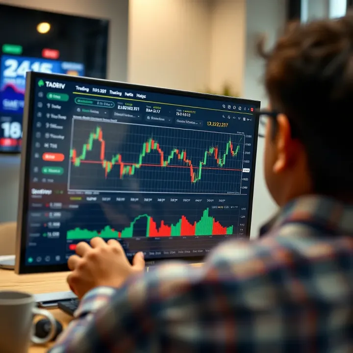 TradingView platform interface showing interactive charts and trading options integrated with Deriv account