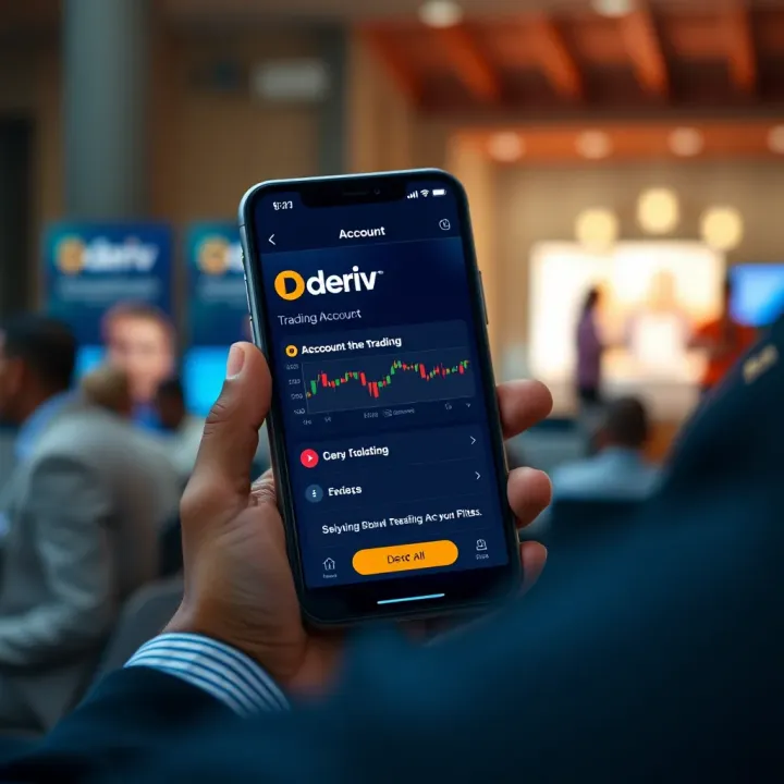 Accessing Deriv Trading Platform on Mobile in Kenya Mobile phone displaying Deriv trading app dashboard with account verification status visible