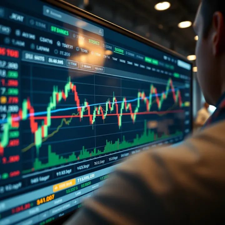 Interactive TradingView chart displaying multiple technical indicators on Deriv platform interface