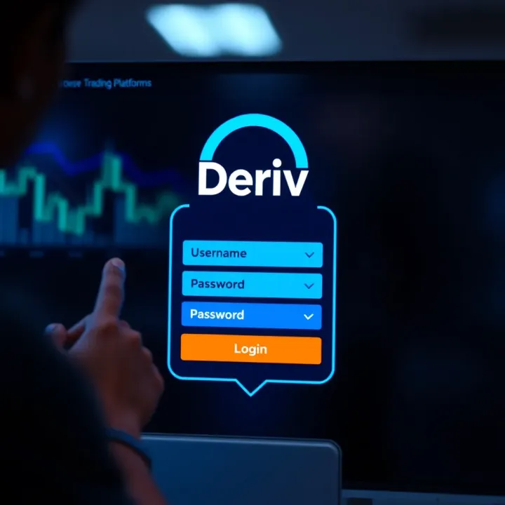 Secure login interface displaying username and password fields on Deriv trading platform