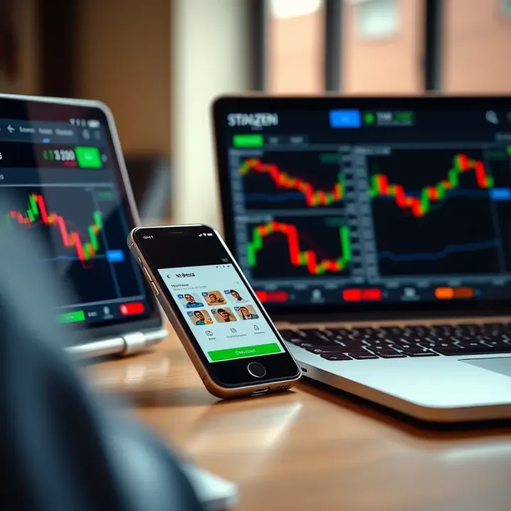 Using M-Pesa and Digital Tools to Enhance Trading Experience in Kenya Mobile phone displaying M-Pesa app alongside a laptop showing online trading data