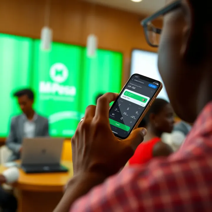Illustration showing integration of M-Pesa payment method within Pocket Option platform
