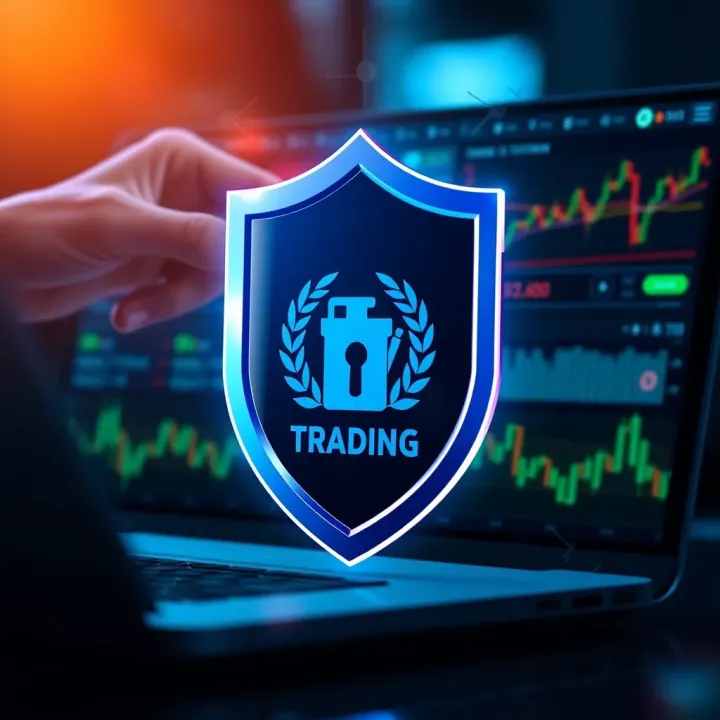 Illustration showing secure online trading with regulatory shield symbolizing safe investment practices in Kenya