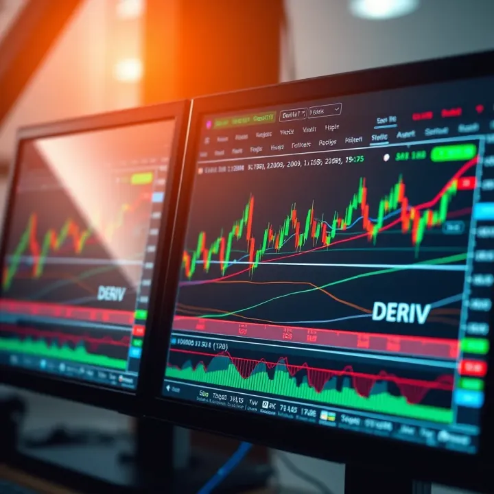 MetaTrader 5 platform interface showing trading charts and technical indicators for Deriv users