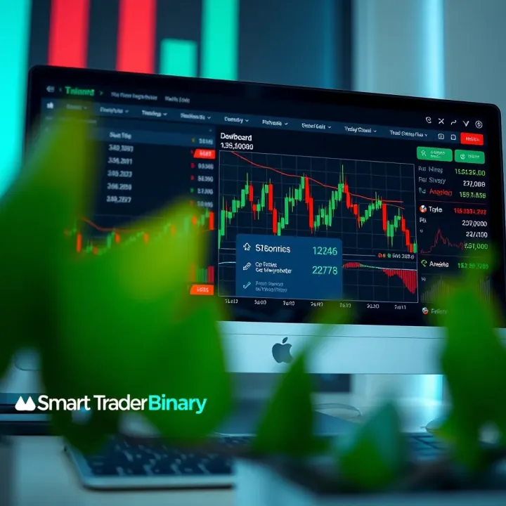 Dashboard interface of Smart Trader Binary displaying trading charts and option types